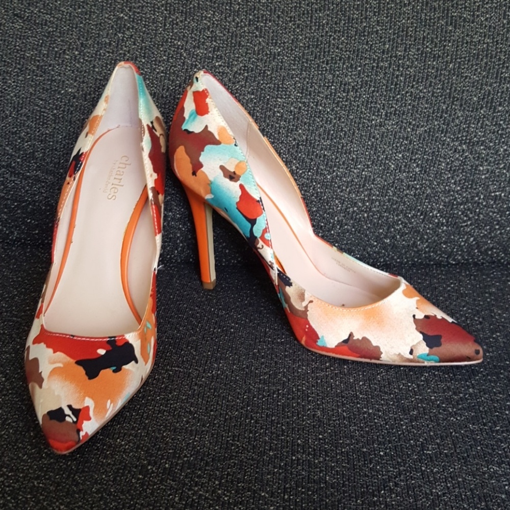 Charles David Red/Orange/Cream/Aqua Stelleto Heels